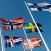 Et foto af de fem nordiske landes flag